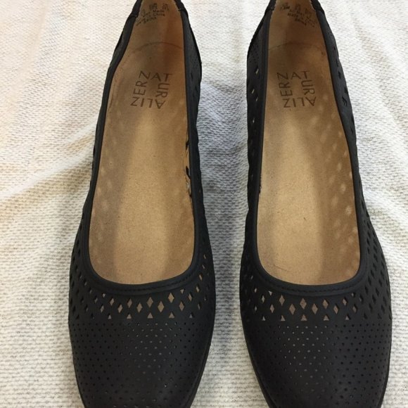 Naturalizer Shoes - NATURALIZER Brina Black laser cut out wedges